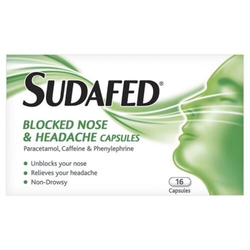 Sudafed blocked nose and headache capsules pack of 16