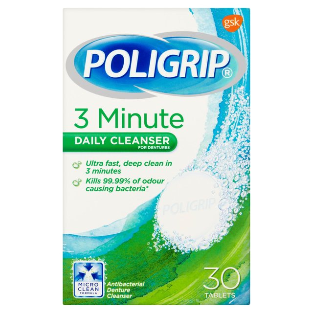 POLIGRIP 3 MINUTES DAILY CLEANSER TABLETS 30`S