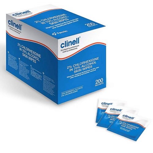 Clinell Chlorhexidine 2% Alcohol Wipes Blue 200`s