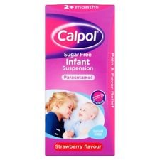 CALPOL 2+MONTHS SUSP S/F & C/F STRAWBERRY 100ML