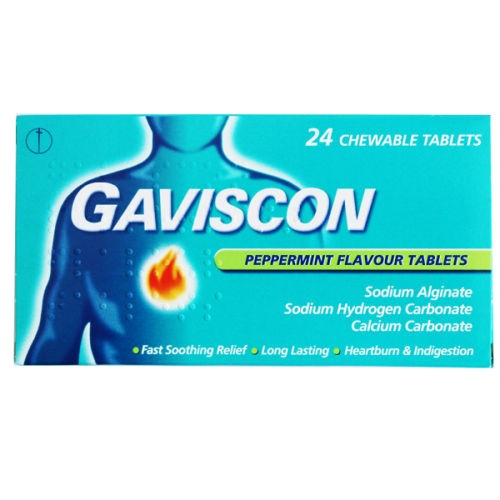 GAVISCON ADVANCE PEPPERMINT TABLETS 24`S