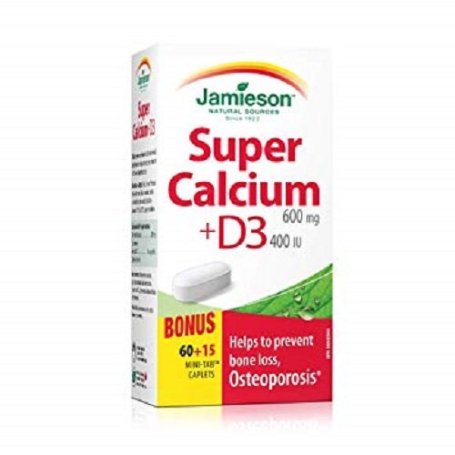 Jamieson Super Calcium + D3 600mg+400UI Caplets 75`s