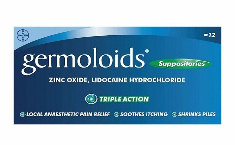 Germoloid (Zinc Oxide,Lidocaine Hcl) Suppositories 12`s