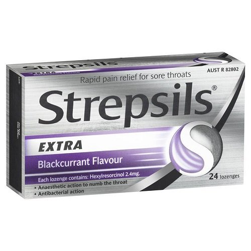 Strepsils Extra Blackcurrant Lozenges 24`s
