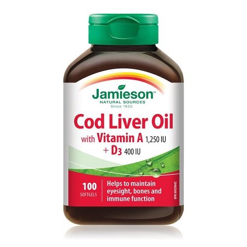 Jamieson Cod Liver Oil + Vitamin A +D3 Soft gels 100`s