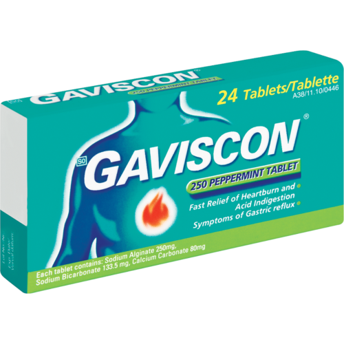 Gaviscon 250mg Peppermint Tablets 24`S