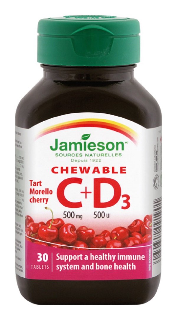 Jamieson Chewable C 500MG+ D3 500IU Tablets 30`S