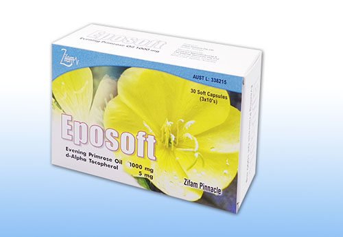 Eposoft (Evening Primrose Oil 1G & D-Alpha Tocopherol 5mg) Capsules 30`s