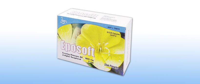 Eposoft (Evening Primrose Oil 1G & D-Alpha Tocopherol 5mg) Capsules 30`s