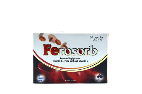 Ferosorb (FE,B12,Folic Acid & Vit C) Tablets 30`s