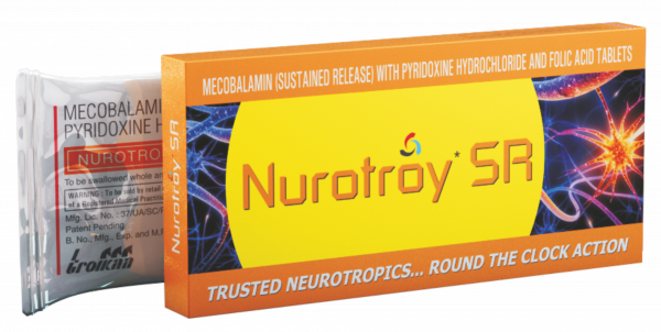 Nurotroy SR (Methylcobalamin, Pyridoxine HCL & Folic Acid) Tablets 10`s