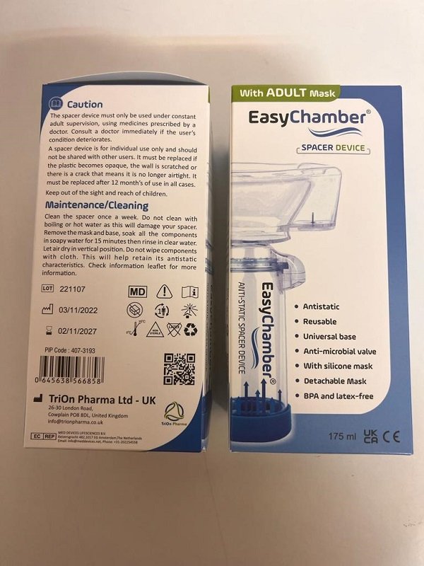 EasyChamber Spacer With Adult Mask